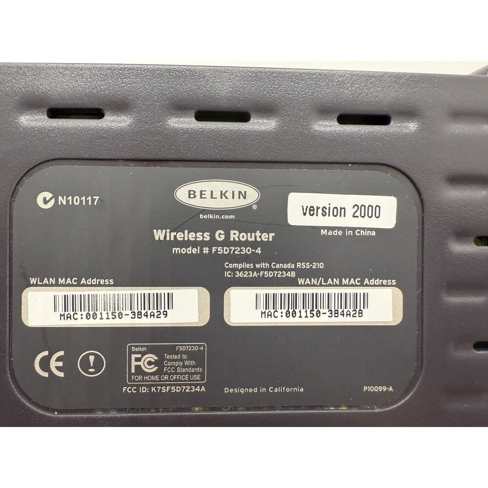 Belkin F5D7231-4 125 Mbps 4-Port 10/100 Wireless G Router Tested W/Cables - Picture 4 of 7
